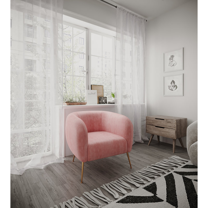 Llewellyn Velvet Barrel Chair, Dusty Pink