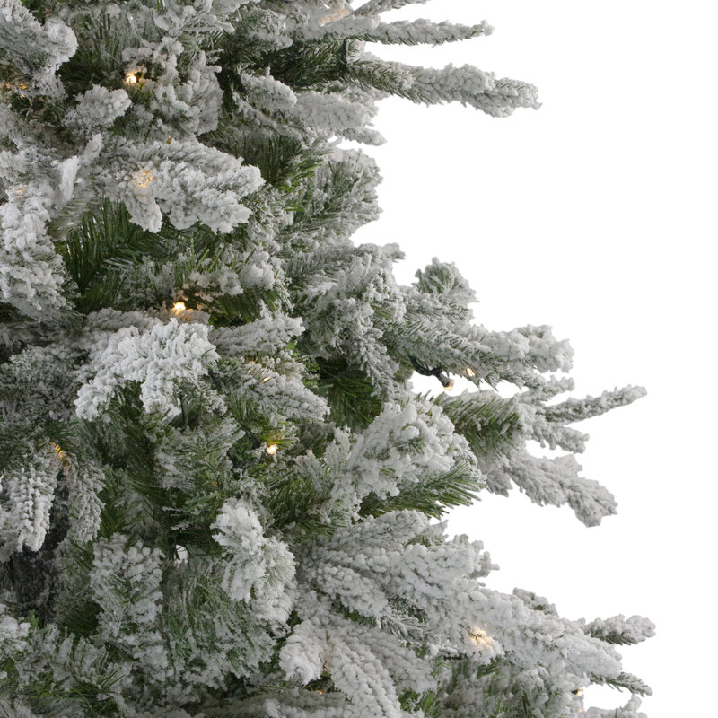 9' Pre-Lit Medium Flocked Winfield Fir Artificial Christmas Tree - Warm White LED Lights