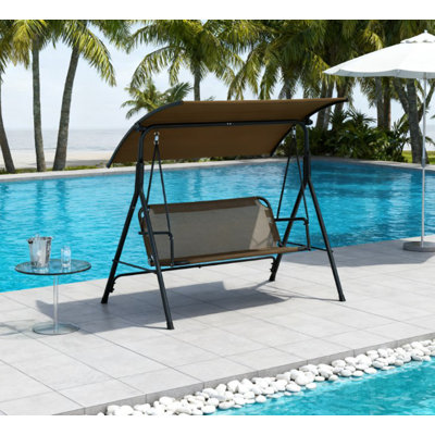 Balancelle d'extérieur avec coussin, support à structure en acier, auvent inclinable réglable pour patio, jardin