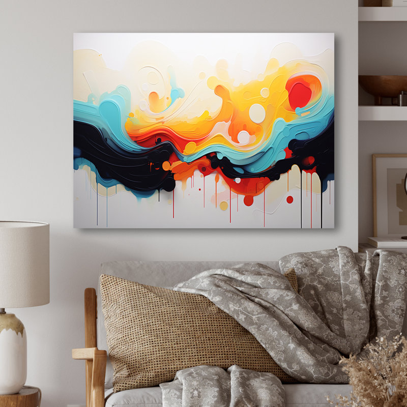 «Yellow Fractal Paint Wave Expression 3», art mural abstrait en métal MT134514, H 30 po x l 40 po x P 1,5 po