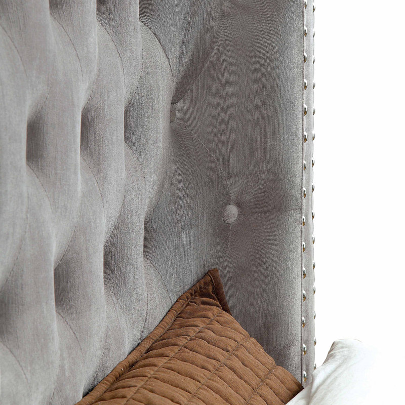 Egista Upholstered Wingback Bed, King, Gray