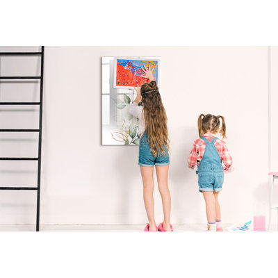 Magnetic Memo Board Whiteboard - 60 x 90 cm - With Marker and Magnets - Plant rush leaves