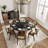 CR039AEH-WFUS1 Modern Round Dining Table with Lazy Susan for 4-6, Sintered Stone Tabletop, Solid Pedestal Carbon Steel Base Pre-Assembly-101644229-101644231-101644228
