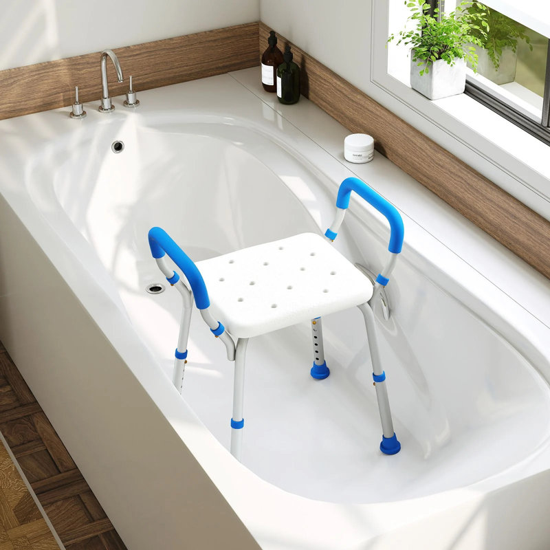 Shower Bench with Detachable Padded Arms, Blue
