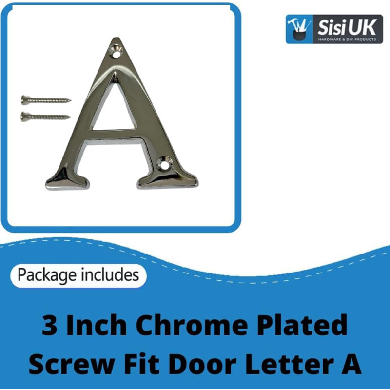 Chrome Door Numbers 3inch 7.5cm H Brass House Letters And Numbers, A