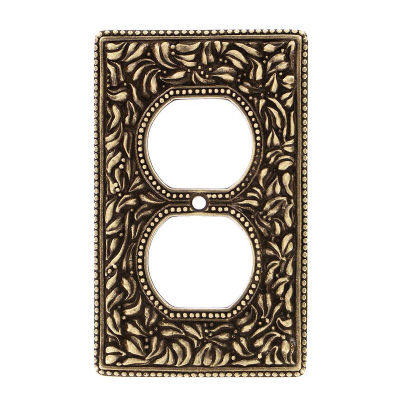 San Michele 1-Gang Duplex Outlet Wall Plate, Antique Brass