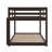 Twin Over Twin Solid Rubber Wood Floor Bunk Bed – Ladder & Strengthened Slat Upper/Bottom Platforms-716548765