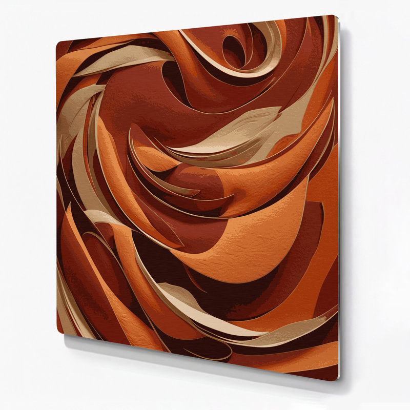 Abstract Landscape 14 Brown Metal Wall Art, 16" H x 16" W