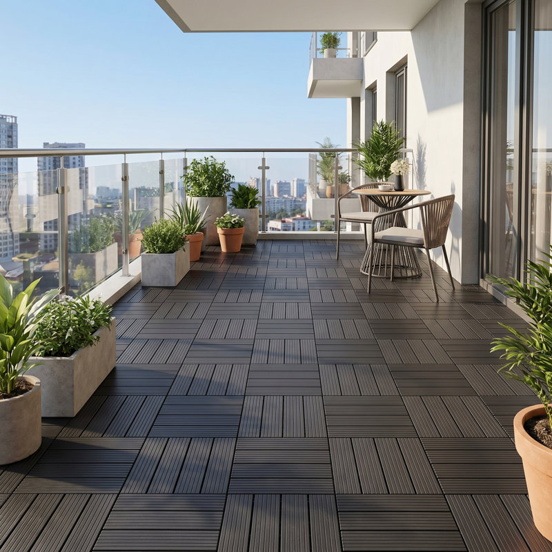 Carreaux de terrasse en plastique 12 "x 12" (ensemble de 36), Gris foncé