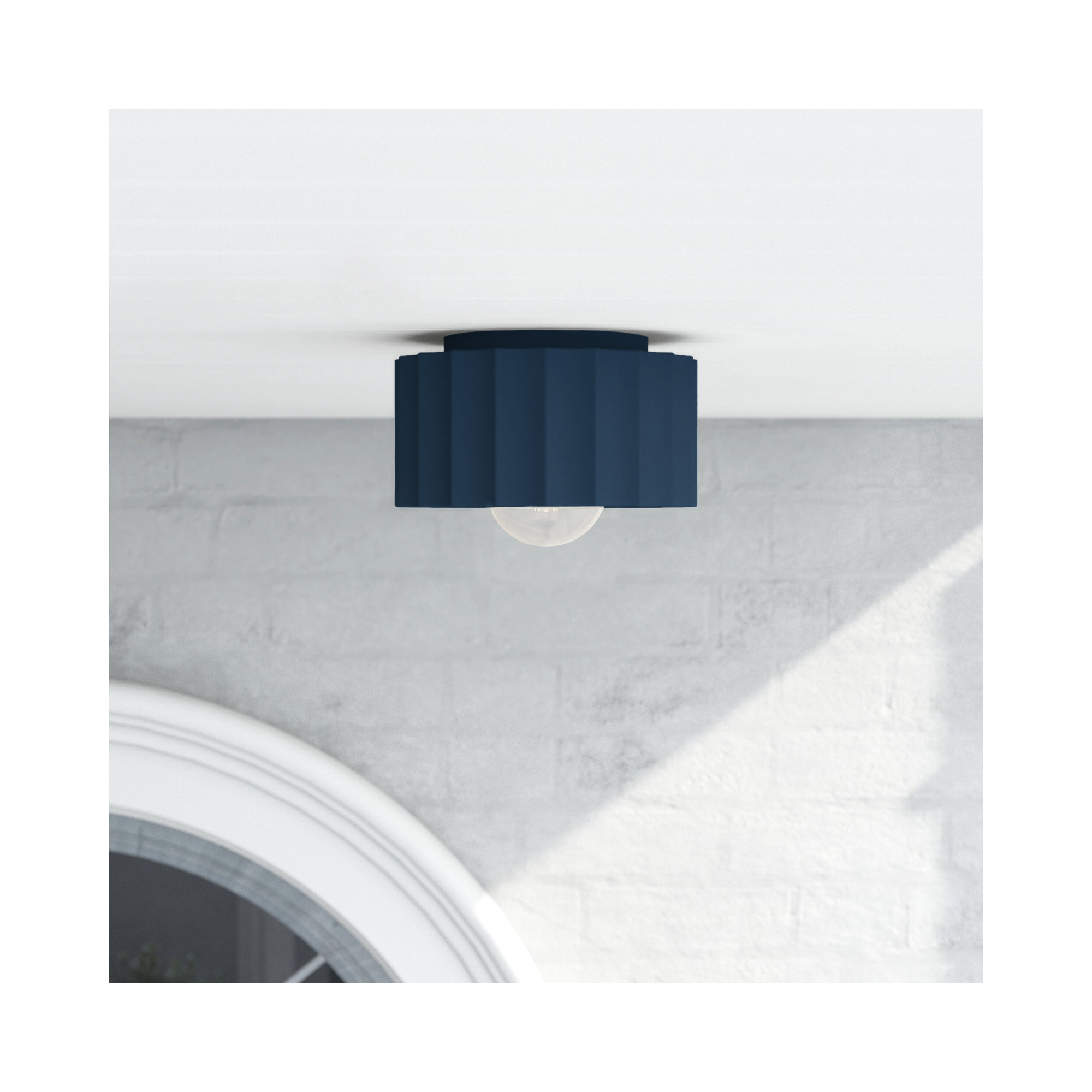 Colgate Ceramic Round / Oval Outdoor Flush Mount, 6.5" H x 13" W x 13" D, Midnight Sky