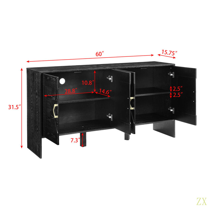 Buffet 60 po Mid Century Modern Buffet, Noir