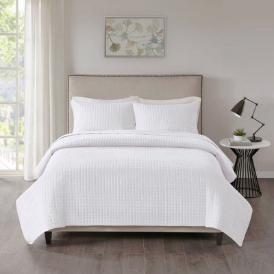 Ensemble de courtepointe réversible 3 pièces blanc double / grand