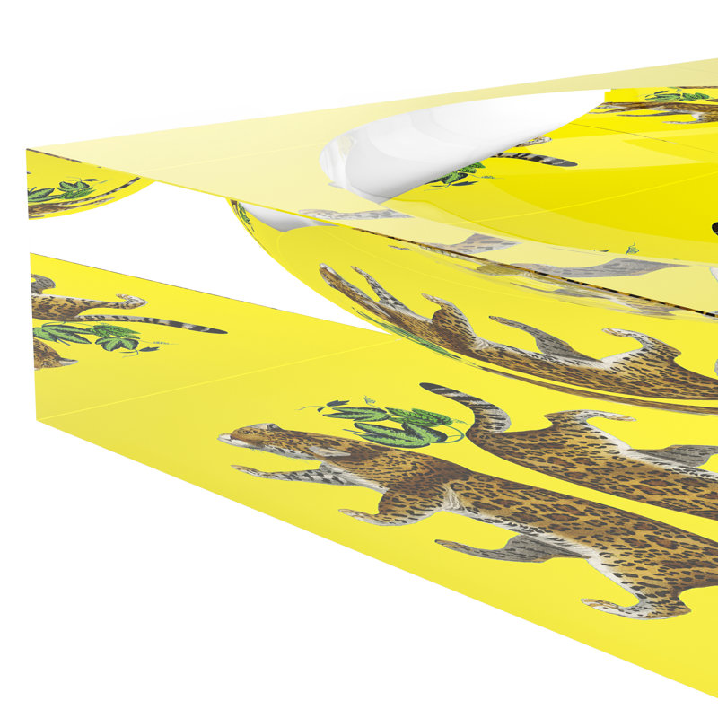 Square Animal Print Decorative Tray, 6"W x 6"D x 2"H, Yellow