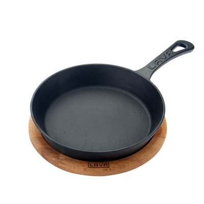 Lava Enameled Cast Iron Skillet 4 inch-Pan with Beechwood Service Platter