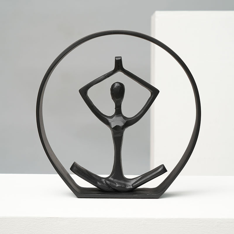 Cathlena Modern Black Aluminum Yoga Pose Sculpture Figurine | 10"x1.5"x10"