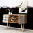 Modern Console Table with 3 Drawers, Oak & White, 47.2 x 31.5 x 15.7 inches | 100% Melamine Coated Particle Board, PU Leather Handles, Wooden Legs | Perfect for Scandinavian Home Décor, Wall-Mountable Design