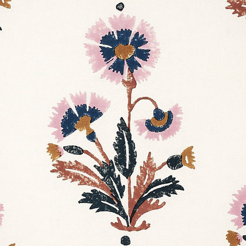 Tissu imprimé bloc Schumacher x Molly Mahon Dianthus, Rouille / rose
