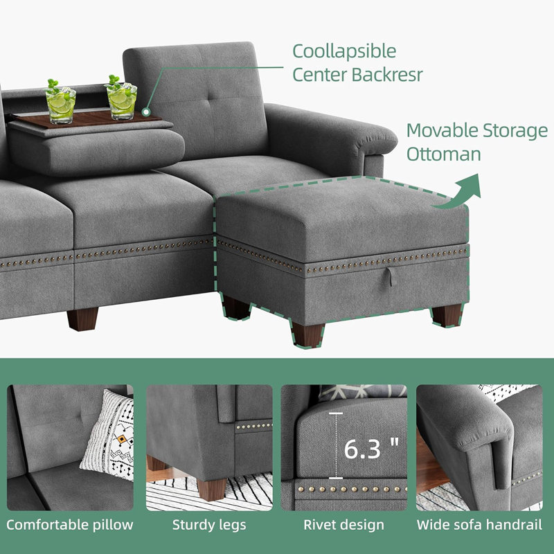 Audrye 108" Modular Sectional Sofa, White