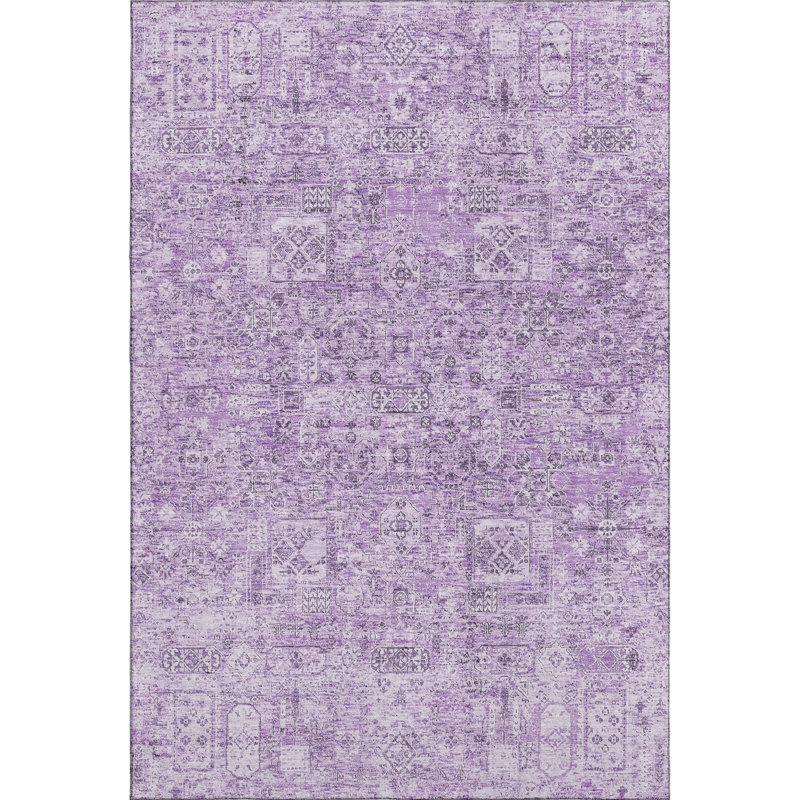 Premium Machine Washable Cerrito AMF611 Lilac Rug, Rectangle 8' x 10'