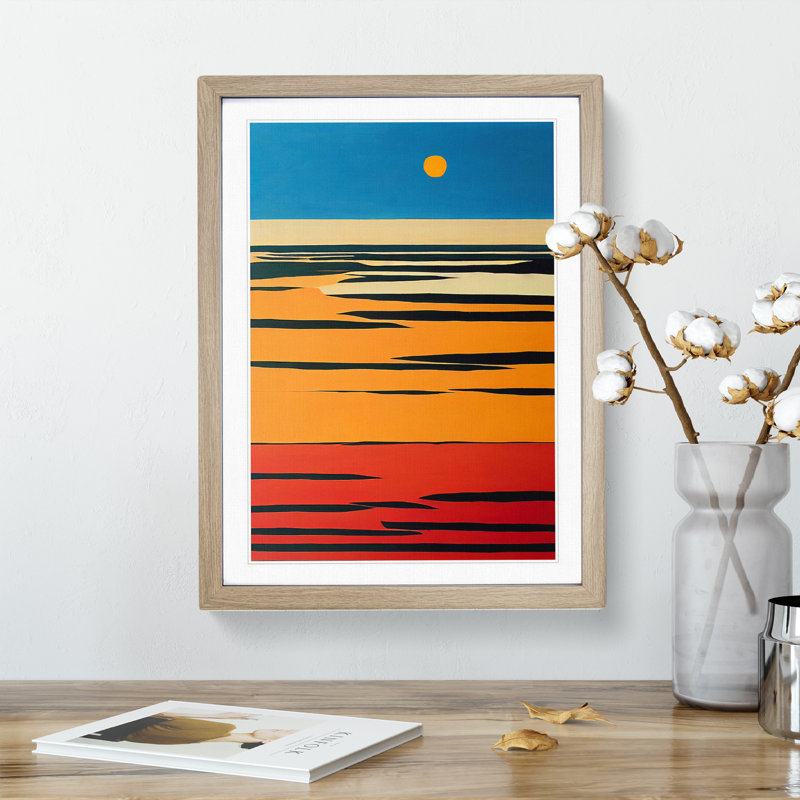 XV1022-4697X Timeless Sunset Abstract - Wall Art, 48cm H x 36cm W, Oak Framed Paper, White