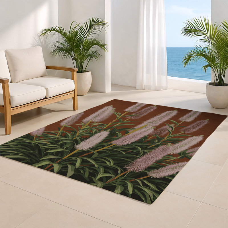 Tapis d'intérieur et d'extérieur brun Botanical, Rectangulaire 2 pi x 3 pi