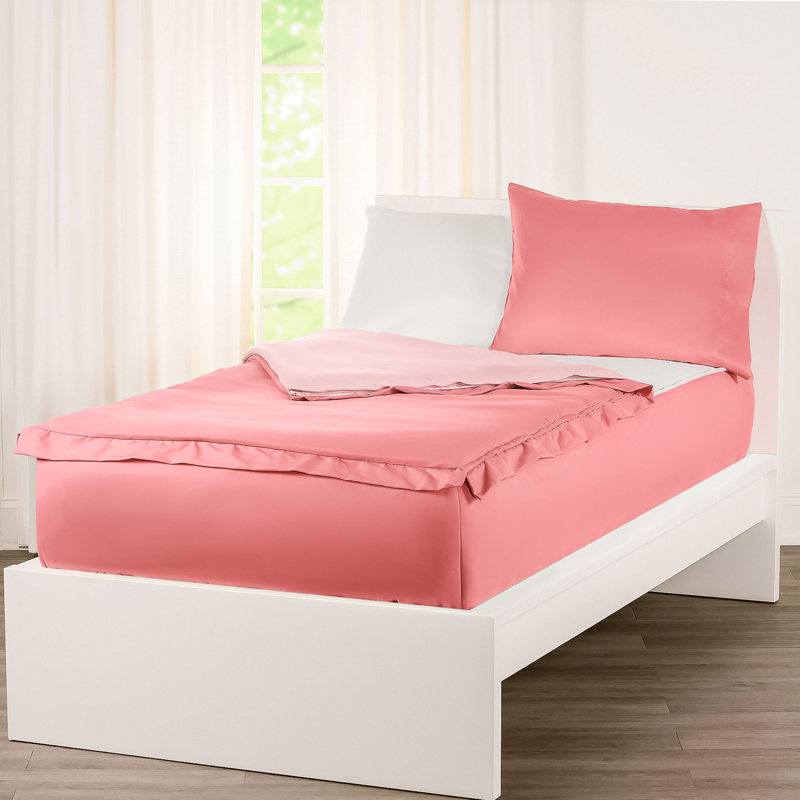  Bunkie Deluxe All-In-One Zipper Bedding Set, Pink, Twin