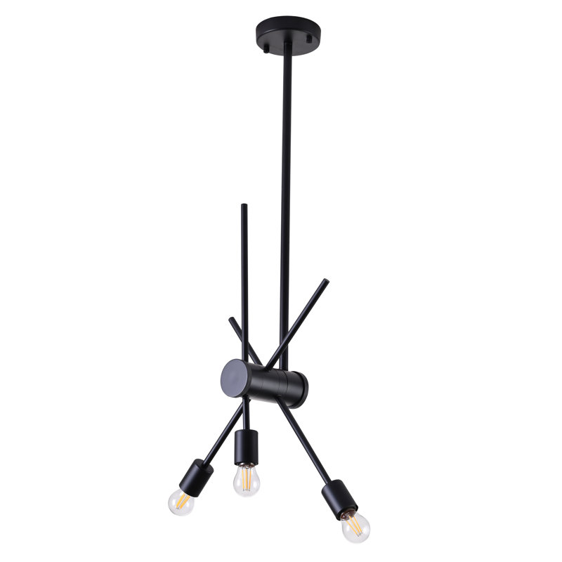 Lustre noir mat à 3 lumières avec trois bras réglables Azita