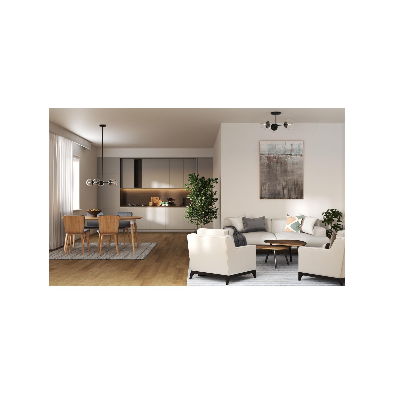 5 - Light Dimmable Sputnik Chandelier, Matte Black