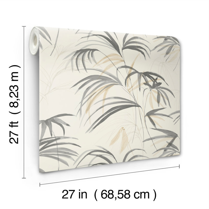 Papier peint Inky Warm Neutral Palms, Gris