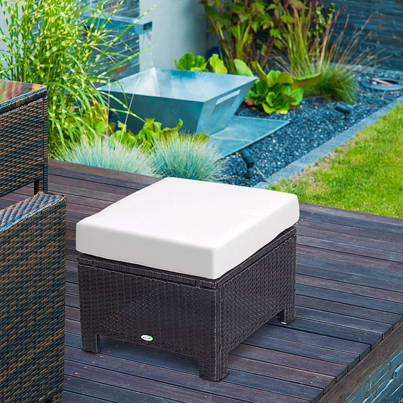 Seeger Outdoor Footstool, Black