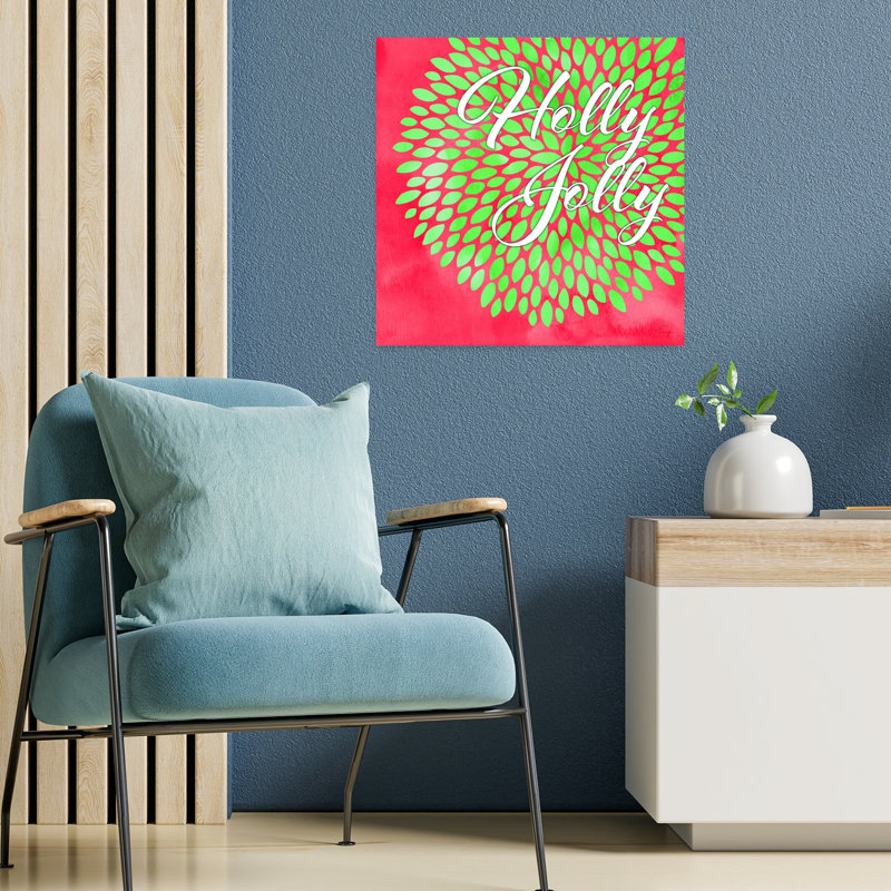 Holly Jolly, art abstrait contemporain hivernal, H 18 po x l 18 po