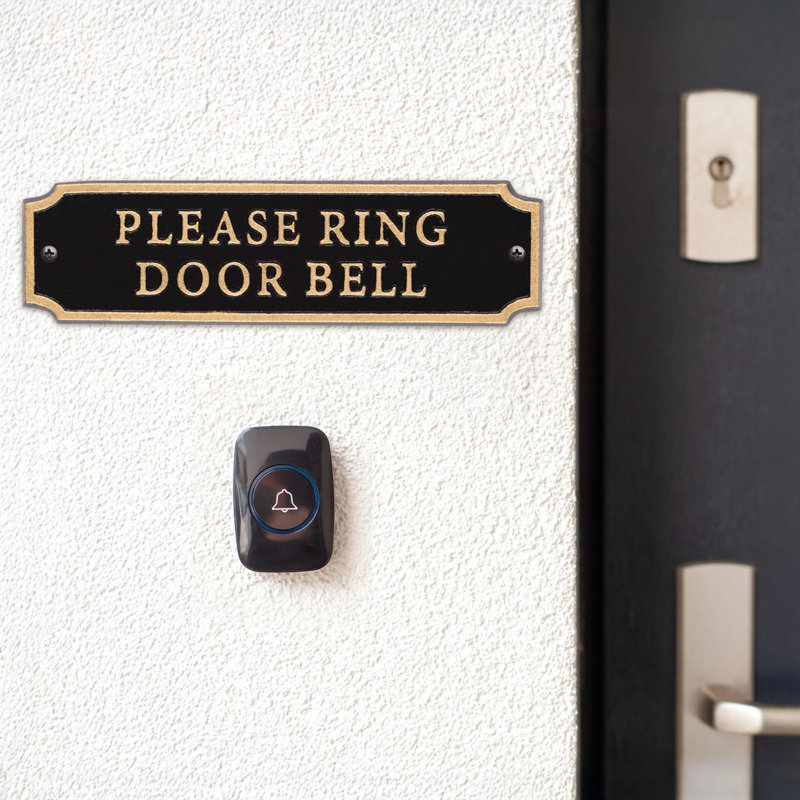 Door Statement Cut Corner Plaque - Please Ring Doorbell