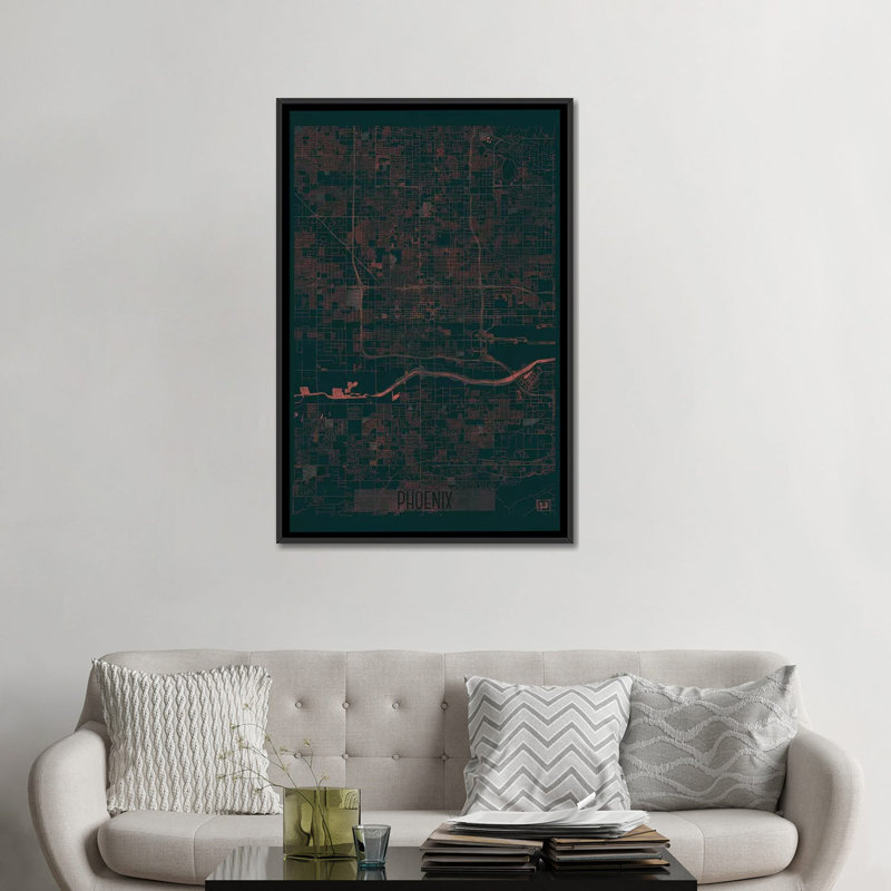 Phoenix Infrared Urban Blueprint Map by Hubert Roguski - Gallery-Wrapped Canvas Giclée, 26" H x 18" W x 1.5" D, No Mat