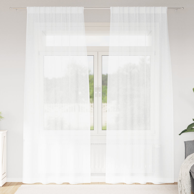 Suzzy Semi Sheer Curtain Pair, 260cm Width x 140cm Drop, White