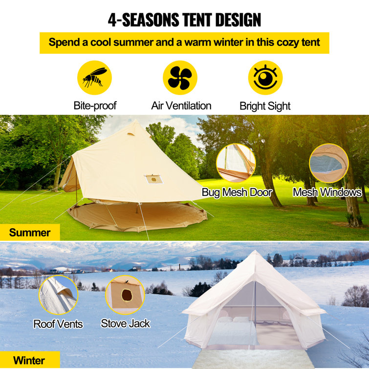 VEVOR 12-Person Waterproof Canvas Bell Tent 19 ft.in Dia. 100