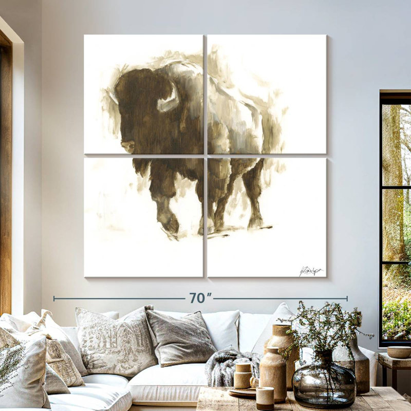 Brampt Rustic Bison II, 57" H x 57" W