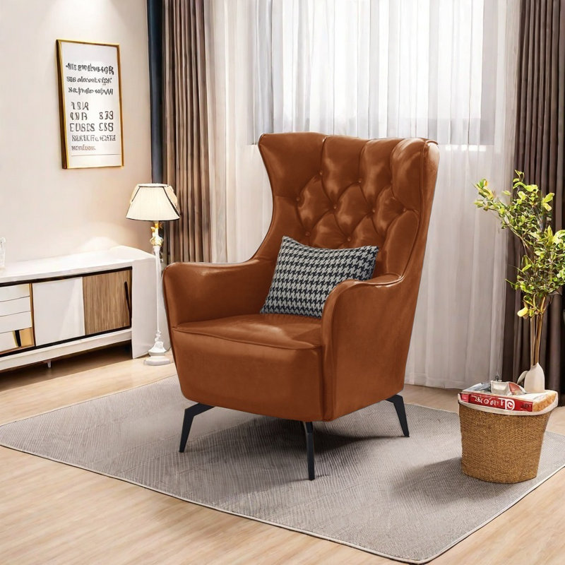 Chaise à dossier haut en similicuir, Orange Faux Leather