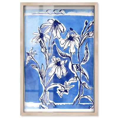 Cobalt Floral Blue Decor Shadowbox Print by Art Remedy