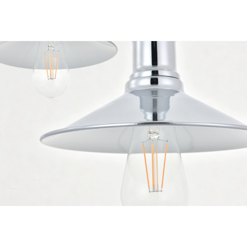 Luminaire suspendu conique 3 lumières grappe Dellwood, Chrome