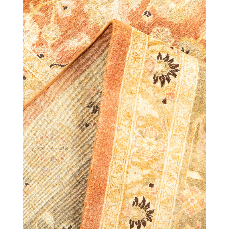 Tapis brun noué à la main de conception unique et unique 8 pi 4 po x 10 pi 5 po Oakhur