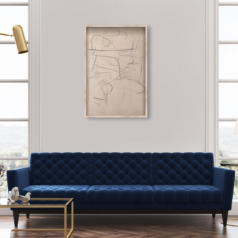 Oliver Gal Frenzied Strokes I Abstract - Luxury Shadowbox Framed Wall Art, 26" H x 18" W, Cream