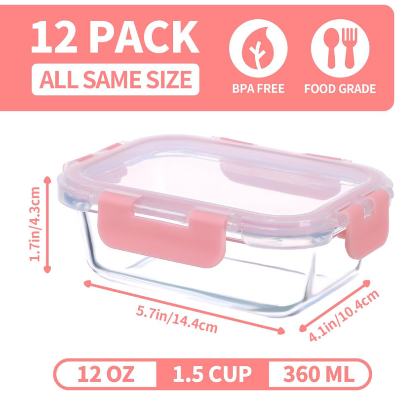 Contenant alimentaire en verre 12 Darchell, Rose