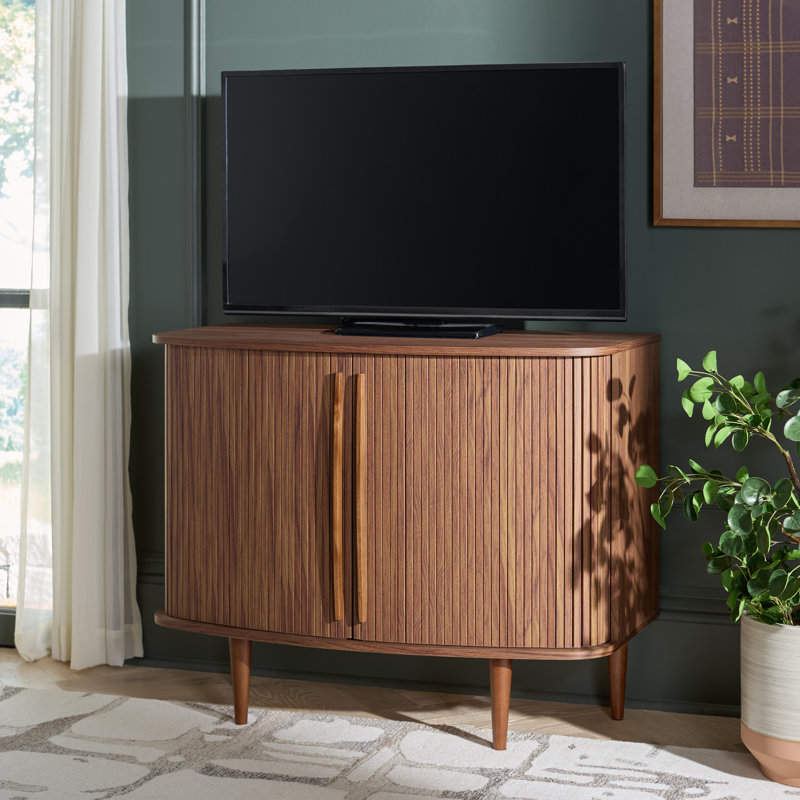 Sabby Tambour Door Compact Tv Stand, Walnut