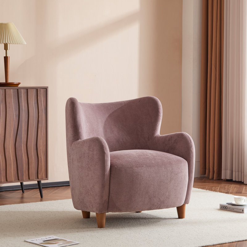 Reshami Wing Back Fabric Upholstered Accent Chair, Dusky Purple