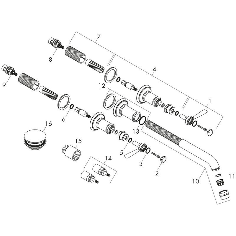 AXOR Montreux Wall Mounted Bathroom Faucet Trim with Lever Handles Faucet Trim Only, Brushed Nickel