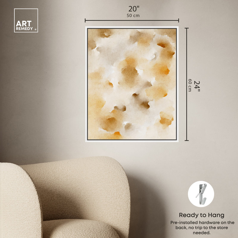 Art Remedy Pearls and Amber, aquarelle encadrée, Boho Abstracts 57203, Cadre blanc, H 25 po x l 21 po