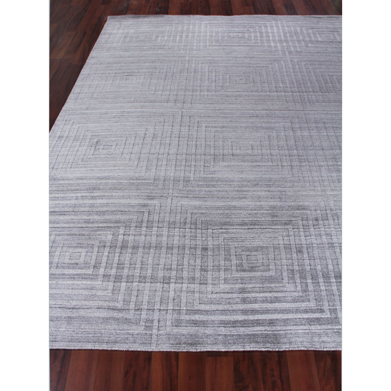 Castelli Geometric Area Rug in Light Silver, Gray, Rectangle 9' x 12'
