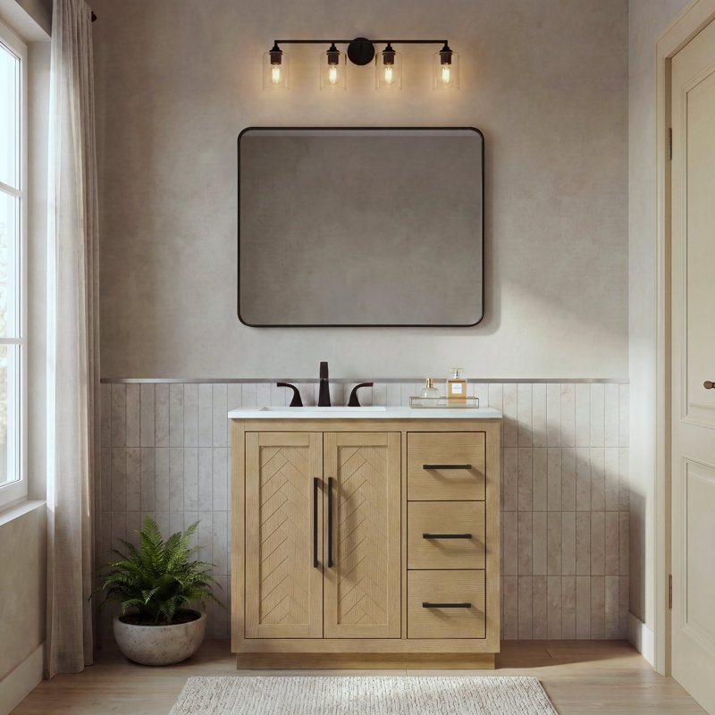 36 inch Single Bathroom Vanity, Linen Oak