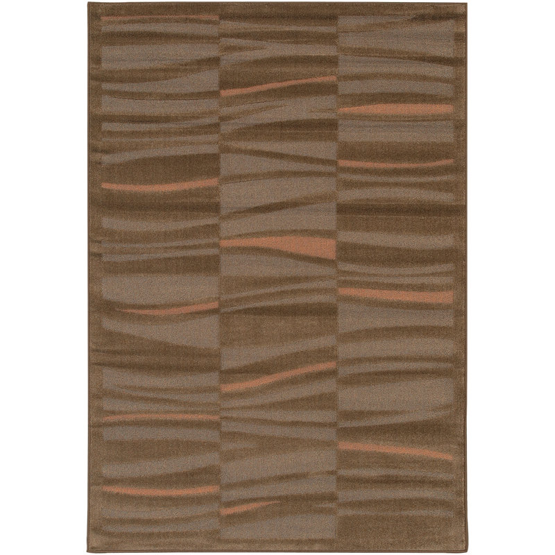 Katianna Machine Made Tan Brown Orange Abstract Polypropylene Indoor Area Rug, Rectangle 3'11" x 5'7"