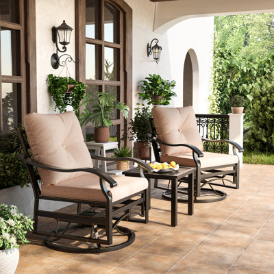 2 - Person Rocking and Swivelling Patio Seating Group With Cushions